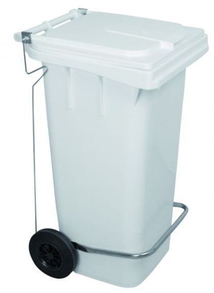 Probbax Кош с педал и колела, одобрен за контакт с храни, бял, 120 л