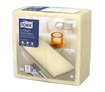 Tork Компостируеми салфетки за маса  LinStyle Compostable Napkin, 1/8 сгъвка 1 пл., шампанско, 39 х 39 см, 50 бр.