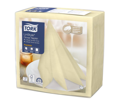 Tork Компостируеми салфетки за маса  LinStyle Compostable Napkin, 1/4 сгъвка, шампанско, 1 пл., 39 х 39 см, 50 бр.