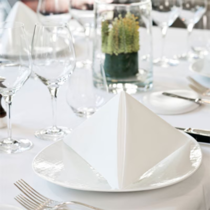 Tork Компостируеми салфетки за маса  LinStyle Compostable Napkin, 1/4 сгъвка, бели, 1 пл., 39 х 39 см, 50 бр.