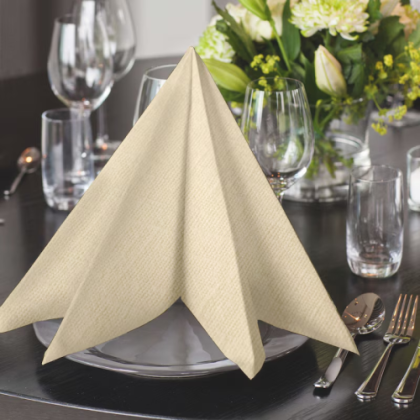 Tork Компостируеми салфетки за маса  LinStyle Compostable Napkin, 1/4 сгъвка, крем, 1 пл., 39 х 39 см, 50 бр.