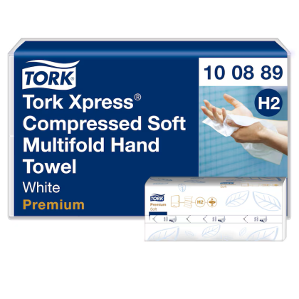 Tork Кърпи за ръце, сгънати, Premium, компресирани пачки, 2 пл., 12 x 225 кърпи - system H2