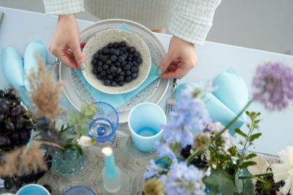 Duni Салфетки за маса Bio Dunisoft®, 40 х 40, 1 / 4 сгъвка, 1 пл., ментово синьо
