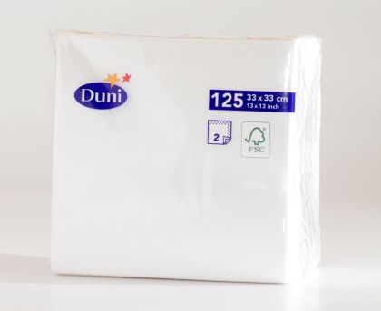Duni Салфетки за маса Tissue Napkin 33 x 33, 1/4 сгъвка, 2 пл., бяло 