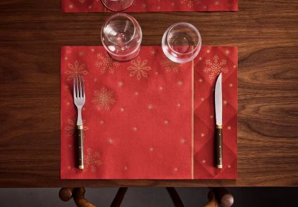 Duni Празнична подложка за маса BIO Dunicel Placemat, 30 x 40 см, Коледна звезда, бордо, 100 бр.
